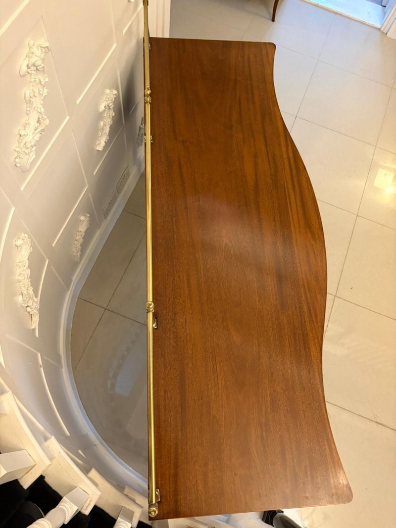 Antique Edwardian Figured Mahogany Serpentine Sideboard - Image 7